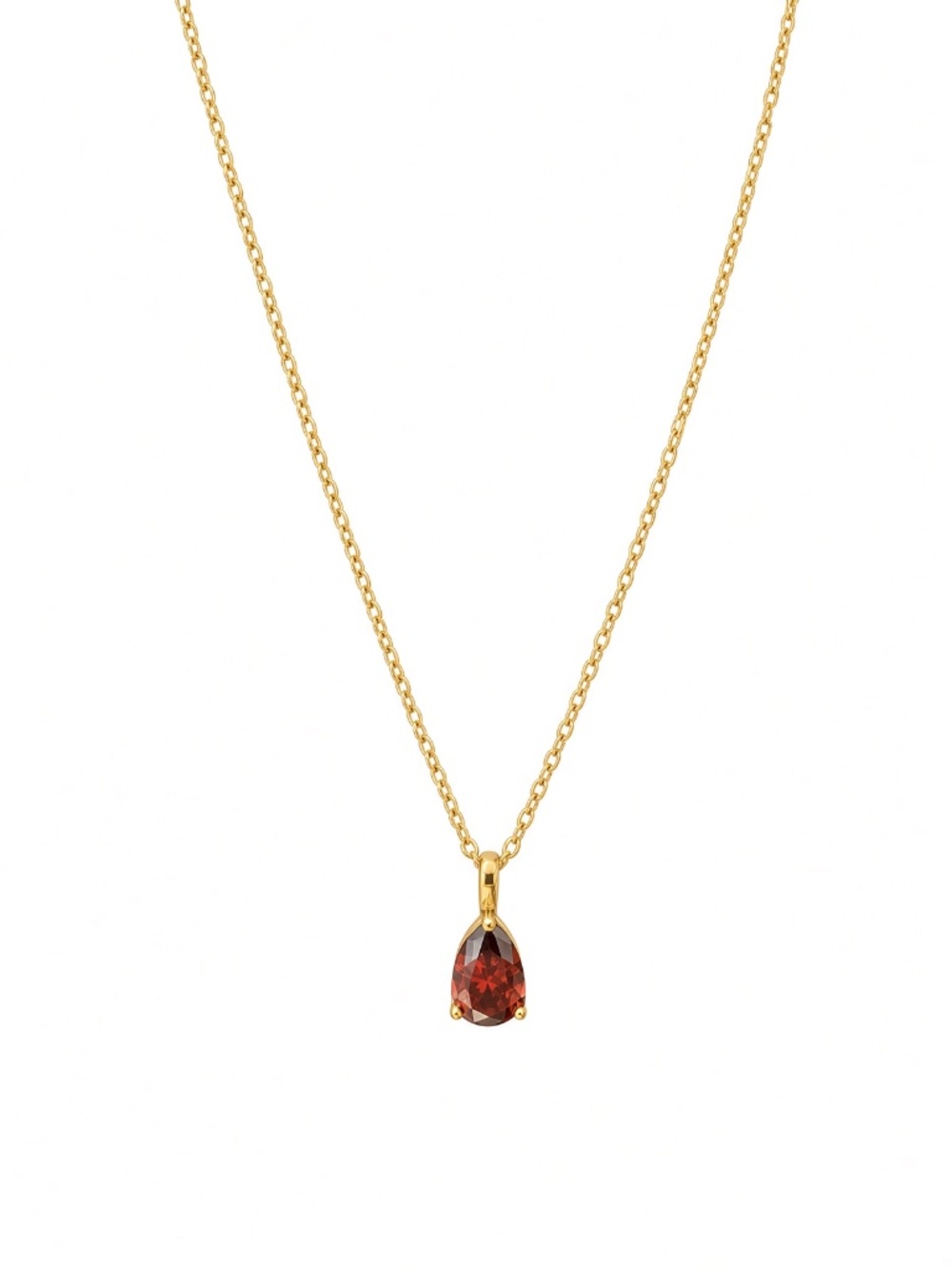 18K Gold-Plated January Birthstone Garnet Red CZ Necklace